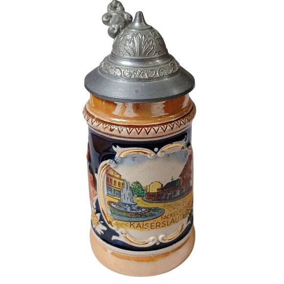 Vintage Hoehr Miniature German Beer Stein With Pewter Lid Handcrafted 5.25" Tall - Picture 5 of 8